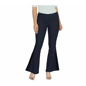 G.I.L.I. NEW $108 Flare Leg Stretch Denim Jean Velvet Trim Dark Rinse Size 6
